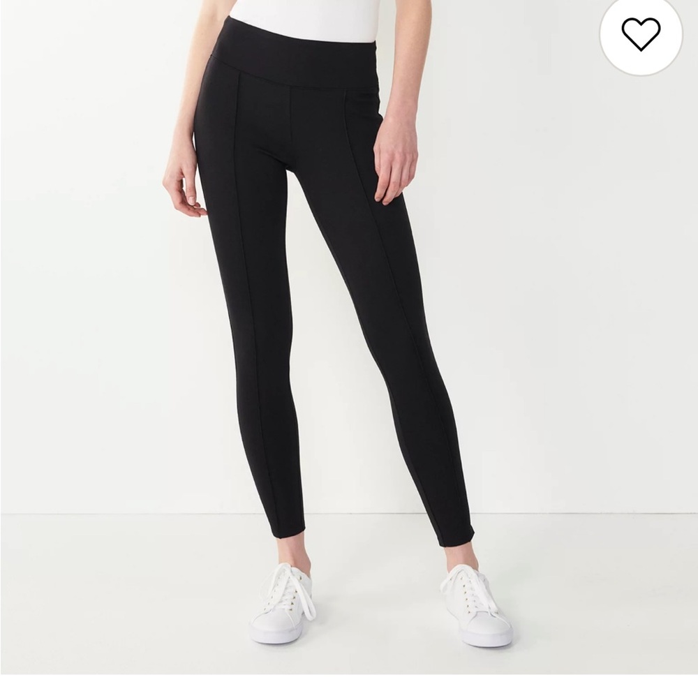 Nine West Seamed Ponte Leggings | Black | Size Small